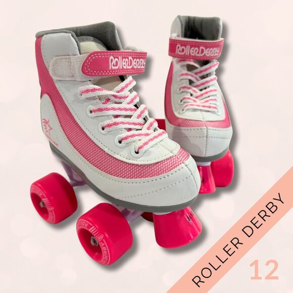 Roller Derby Other - Girls Roller Skates Roller Derby Adjustable– Pink & White – Size Jr 12